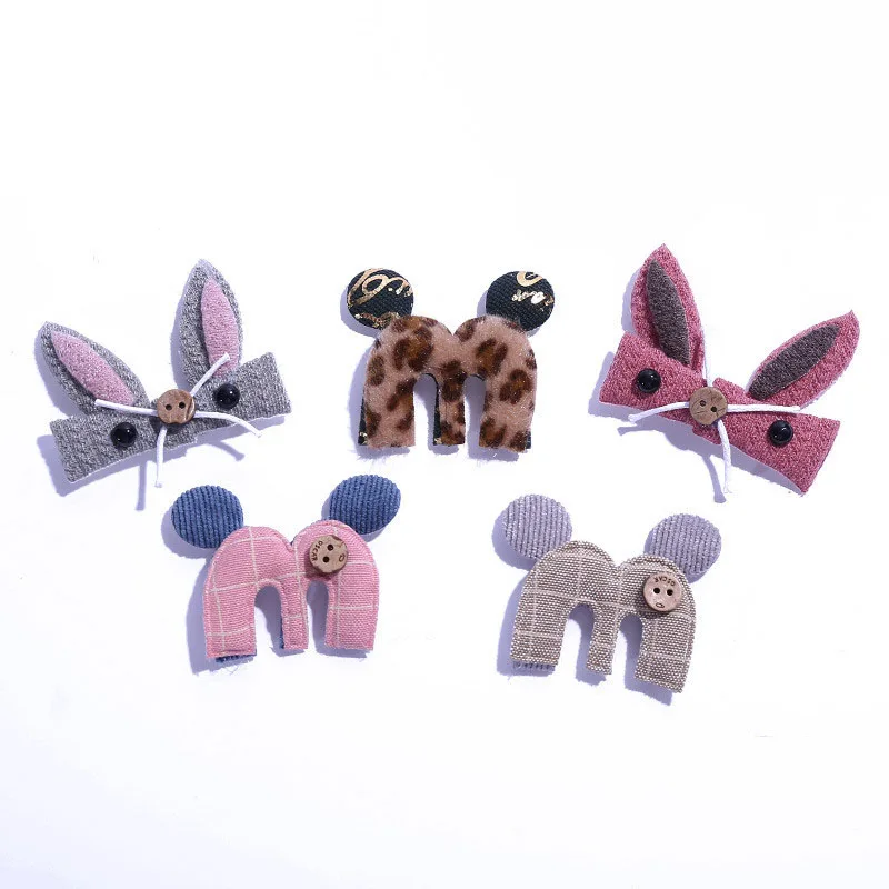 10 шт./лот плюшевая ткань мягкая аппликация мультяшный кролик головка пластырь