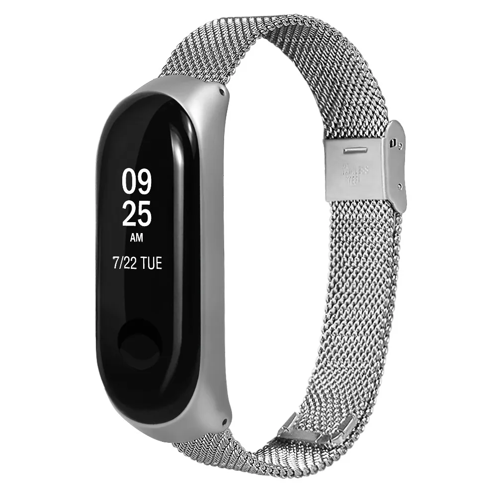 Ремешок для смарт часов Xiaomi Mi Band 3 сменный Браслет Миланская петля из нержавеющей