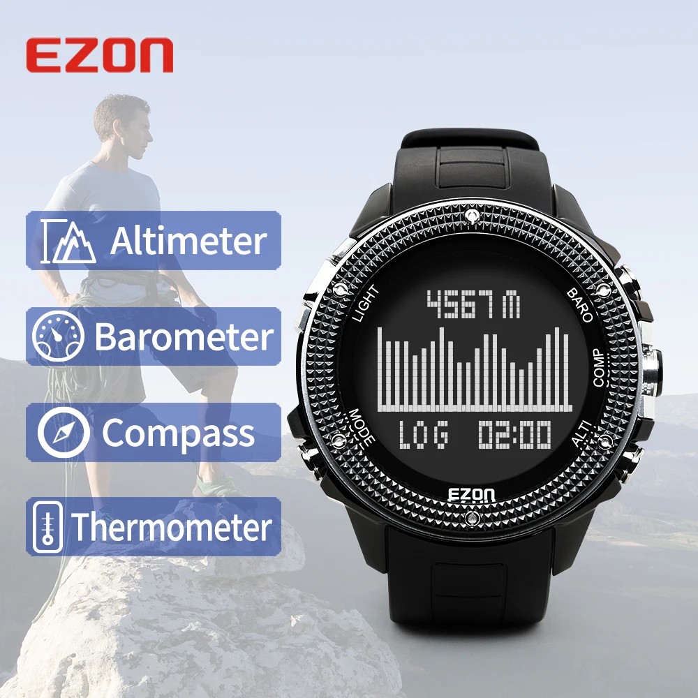 Мужские многофункциональные часы EZON H501 для активного отдыха альпинизма