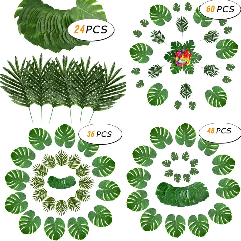

Green Fake Leaf Summer Festival Feast Vacation Party Props Deocration Hawaii Beach Theme Room Table home decor