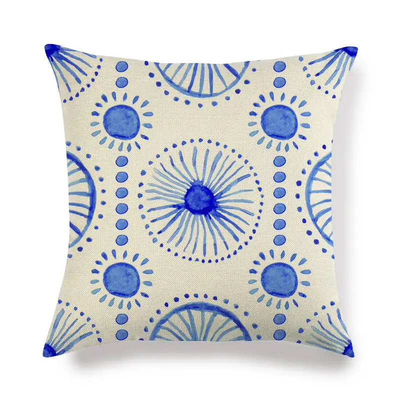 45cm*45cm light blue geometrc design linen/cotton throw pillow covers couch cushion cover home decorative | Дом и сад