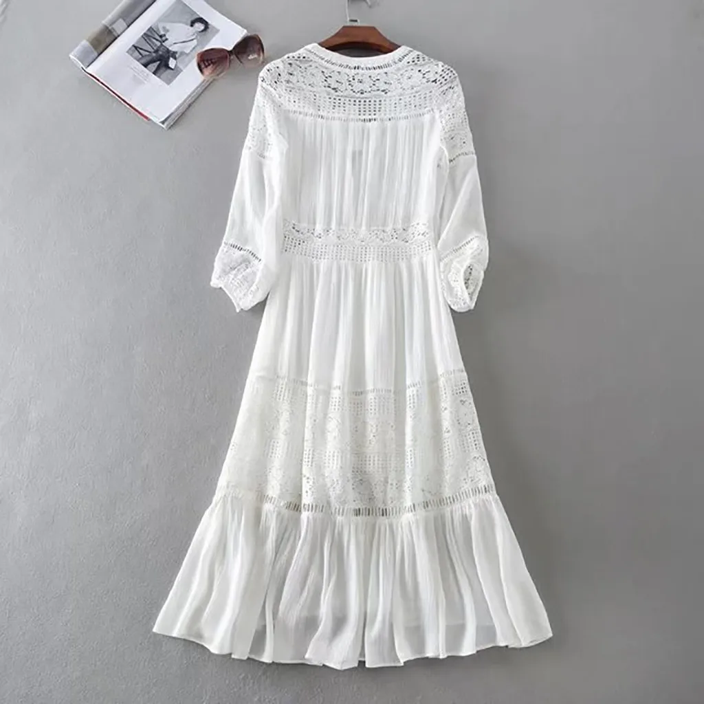 SAGACE женские платья 2019 сексуальные кружевные с вышивкой Vneck Обрезанные рукава