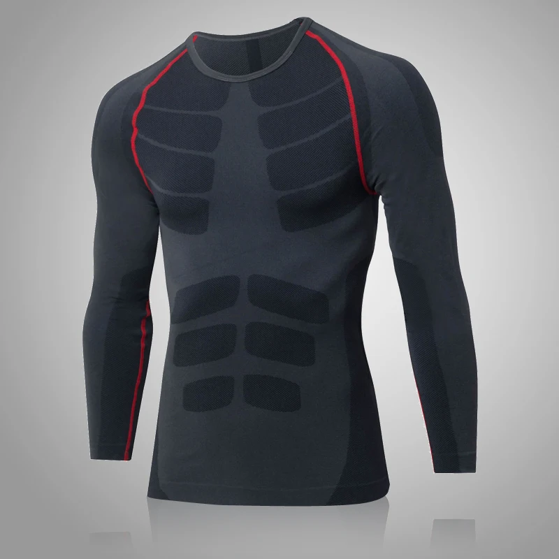 Мужская компрессионная футболка для бега и фитнеса облегающая Спортивная с