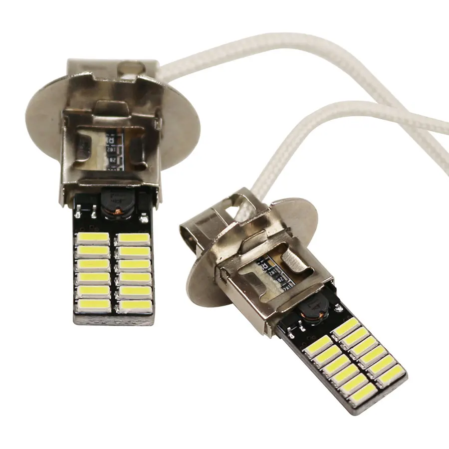 YCCPAUTO 2 шт. 24 SMD 4014 H3 светодиодный противотуманный светильник 6500K белый светодиодный светильник источник для автомобиля противотуманный светильник s ходовые фары для вождения