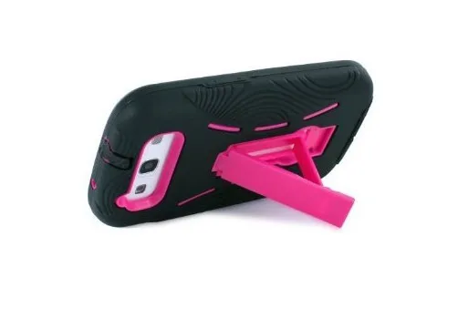 Black/Hot Pink Armor Combo Silicone Hybrid Hard Case cover with Kickstand for samsung Galaxy S3 i9300 |