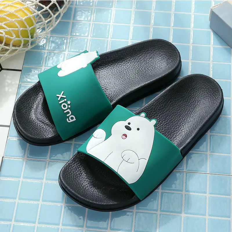 Женские шлепанцы с рисунком медведя сезон лето домашние тапочки женская обувь