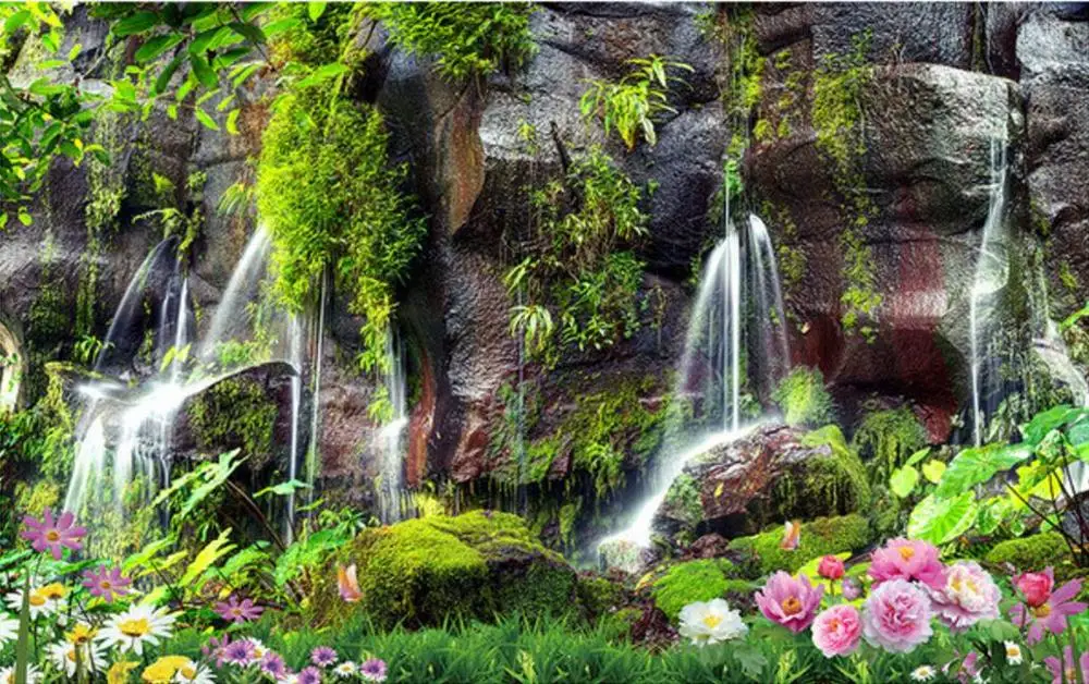 customize wallpapers for home walls 3d Living room bedroom Garden landscape waterfall HD wallpaper TV background wall | Обустройство