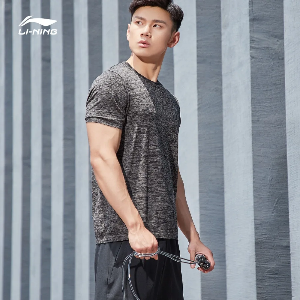 Мужская Спортивная Футболка Li Ning из нейлона и полиэстера стандартная бесшовная