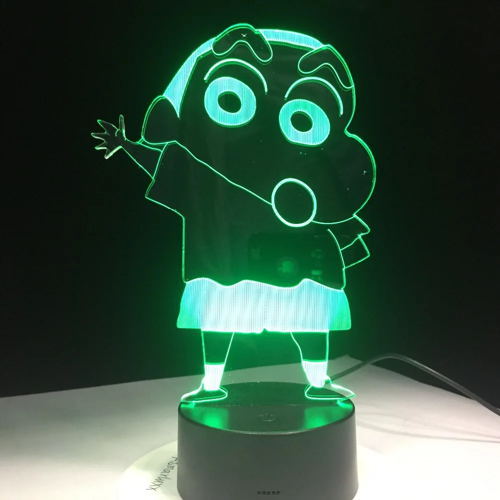 7 цветов Мультфильм Kureyo Crayon Shinchan 3D светодиодный Ночник светильник USB детский