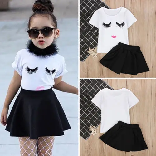 Новинка 2018 Модный комплект детской одежды для девочек белый топ маленьких с