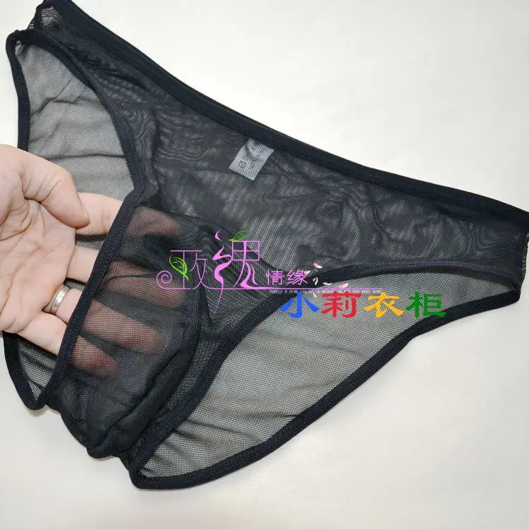 Мужские прозрачные трусы из вискозы с заниженной талией|mesh chain|panties stretchmesh chemise |