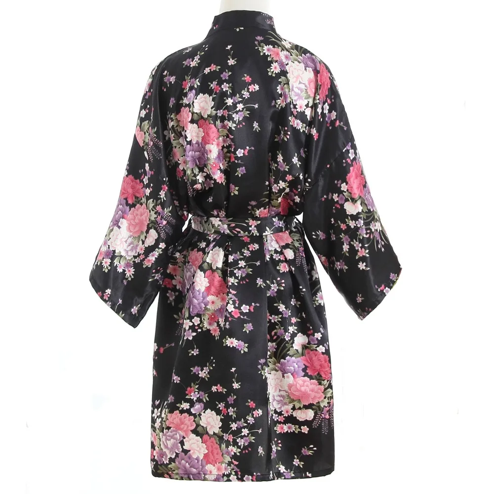 Большие размеры модное женское летнее Мини кимоно короткое банное платье черное