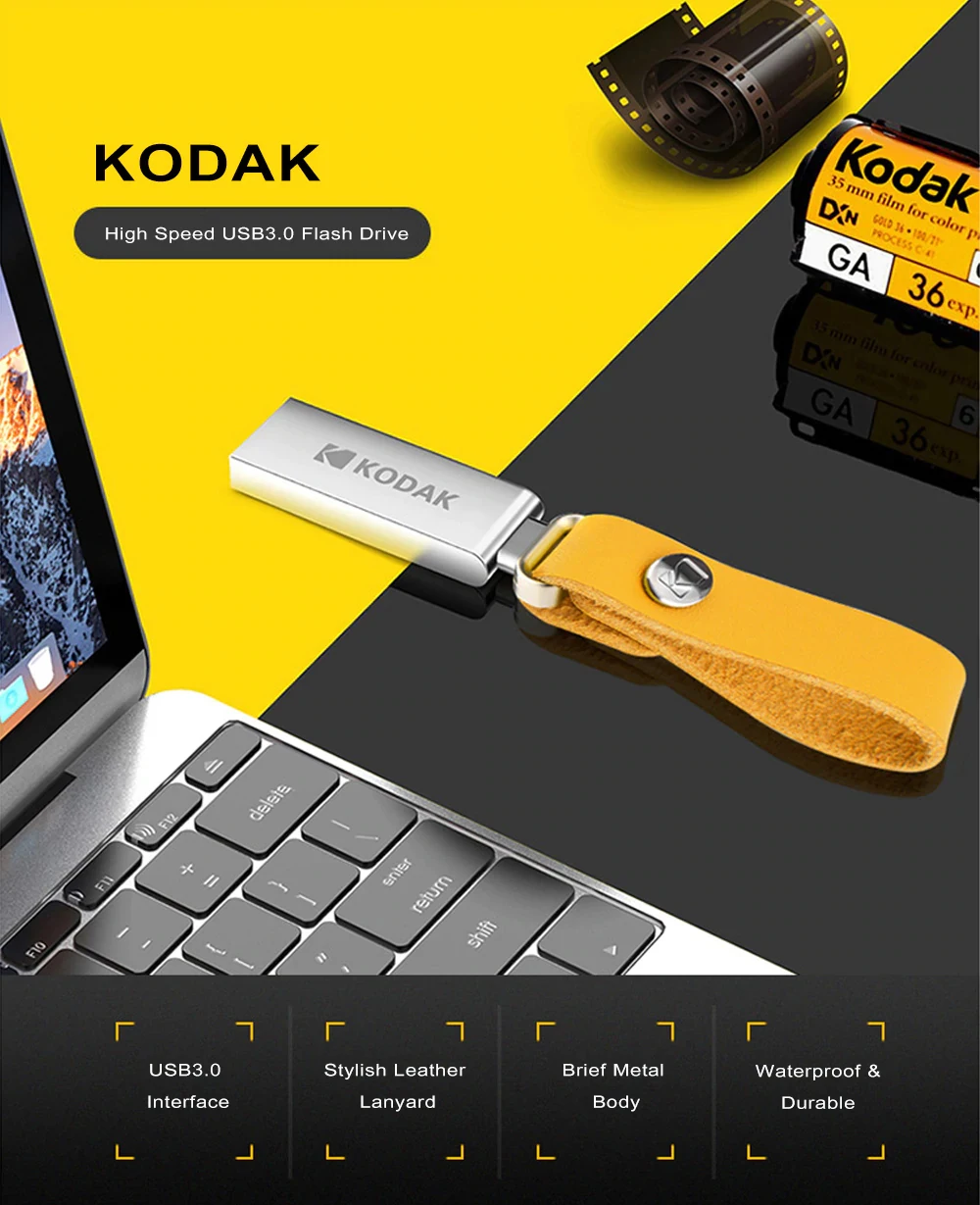 Kodak флеш-накопитель K123 USB 3,1 металлический USB флеш-накопитель 16 ГБ 32 ГБ 64 Гб 128 ГБ флеш-накопитель USB 3,0 флеш-накопитель U диск