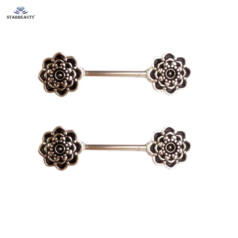 Пикантная Черная роза для сосков в стиле панк рок 1 пара 14 г 4*16 мм промышленная