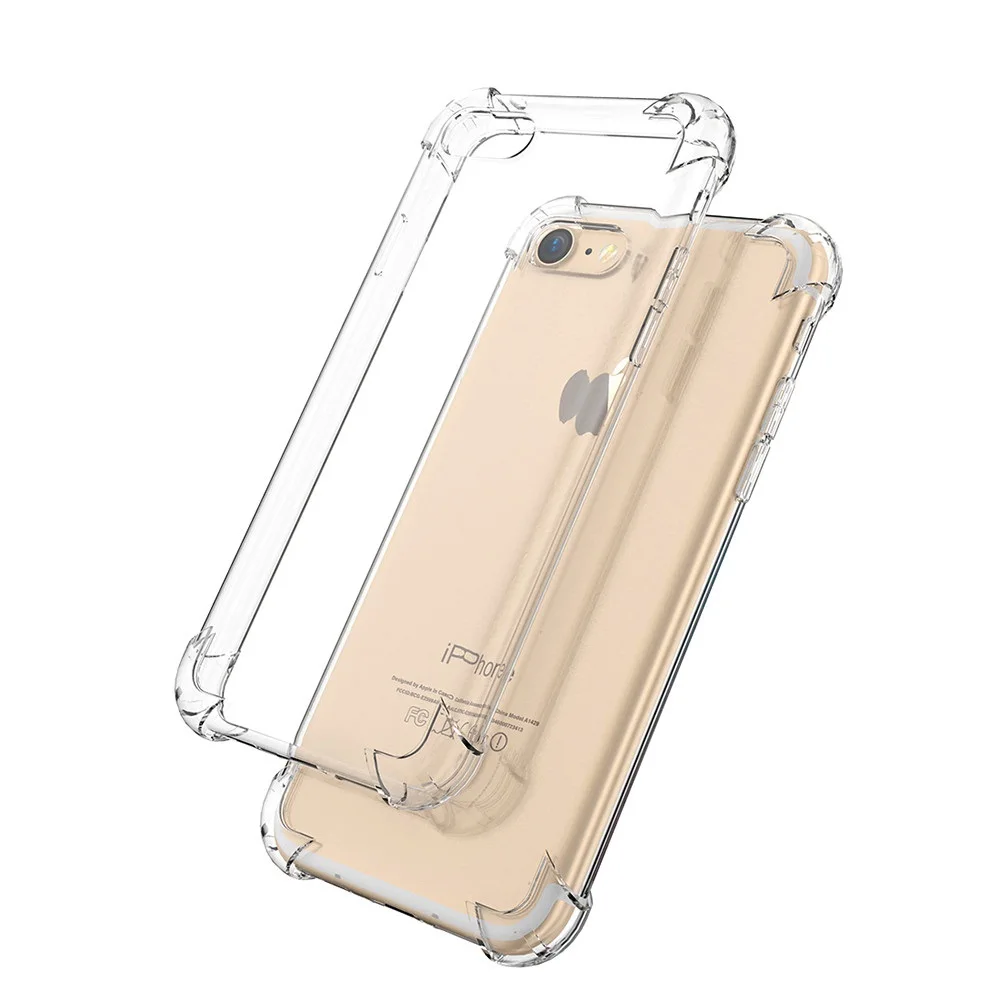 Прозрачный Анти Стук Мягкие TPU Silicone Case For iPhone 7 6 s Плюс Samsung Galaxy S7 Edge Случаи Кристалл