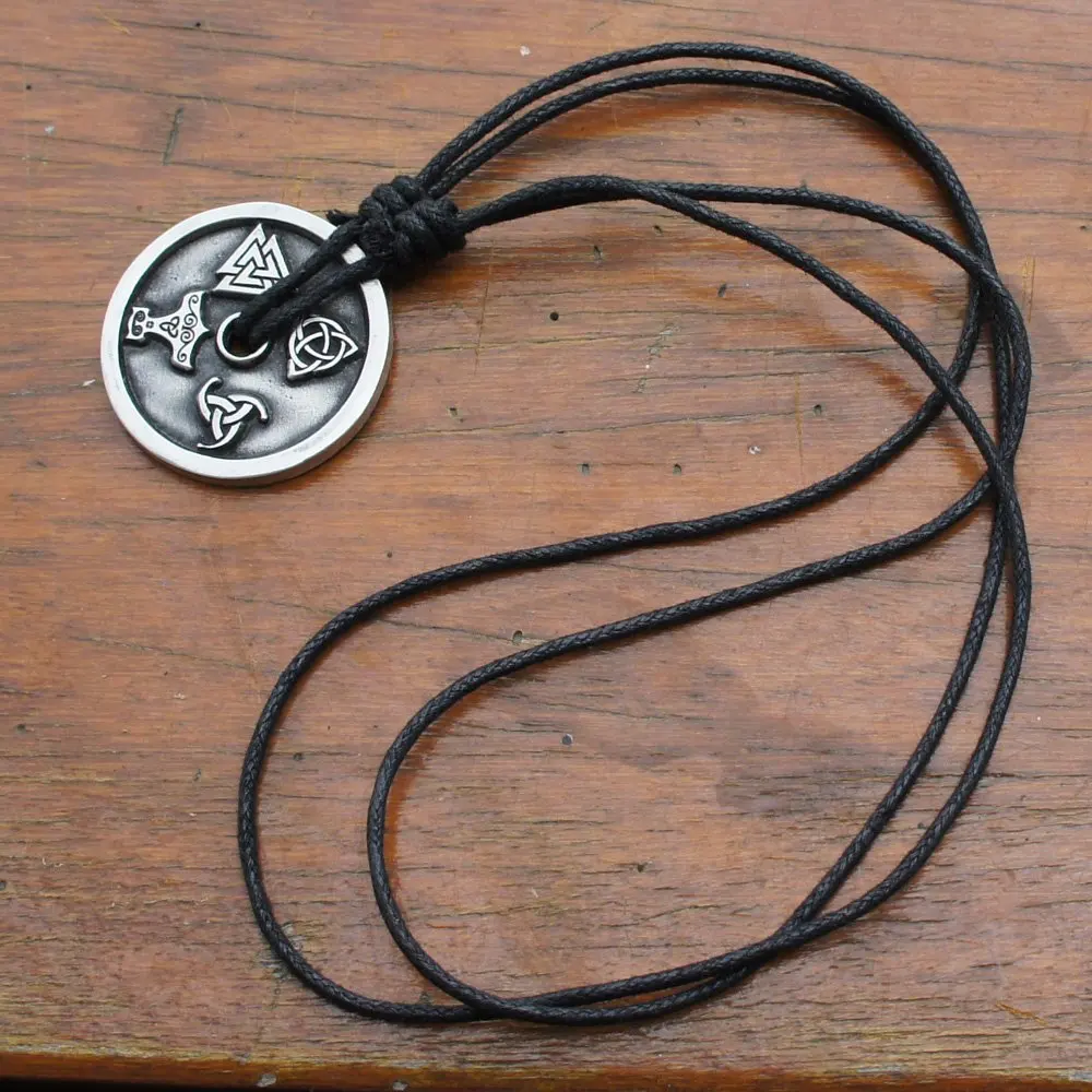 DASHI винтажный Valknut языческий амулет Vegvisir Viking воск шнур скандинавский норвежский