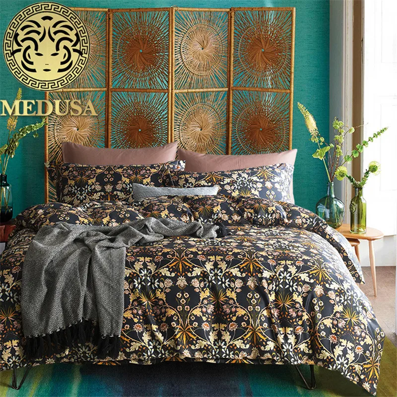 Медуза 400TC Египетский хлопок Золотой дворец роскошный комплект постельного