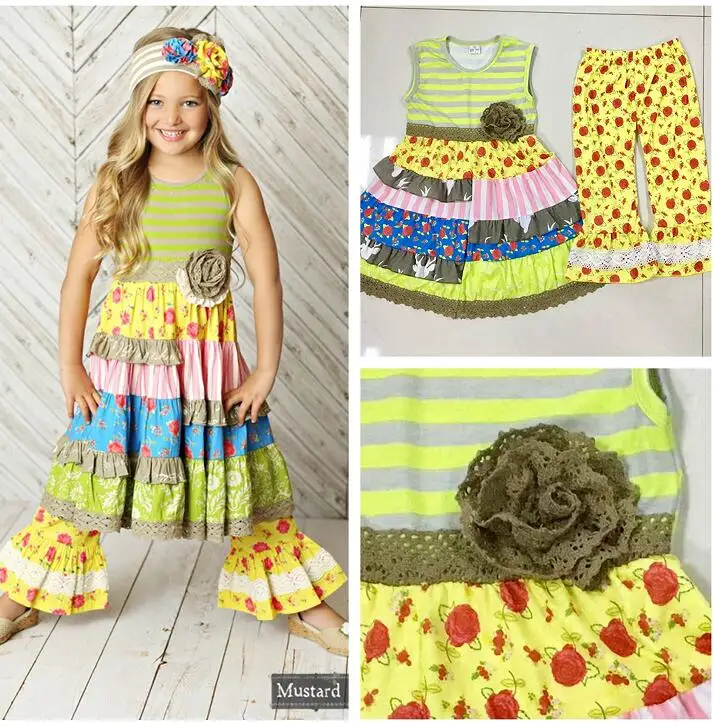 Новая дизайнерская летняя одежда для детей платье с цветочным принтом желтые