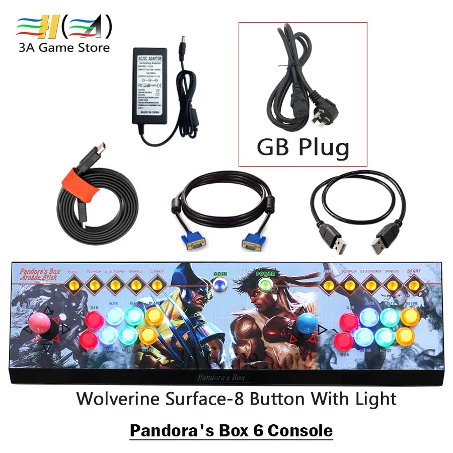 8button JGL light GB Pandora's Box 6 8 Кнопка аркадная игра консоли 1300 в 1 можете добавить 3000 игр поддержка 3D файтинг 2 игроков usb-джойстик для ПК ps3 - Цвет: 8button JGL light GB