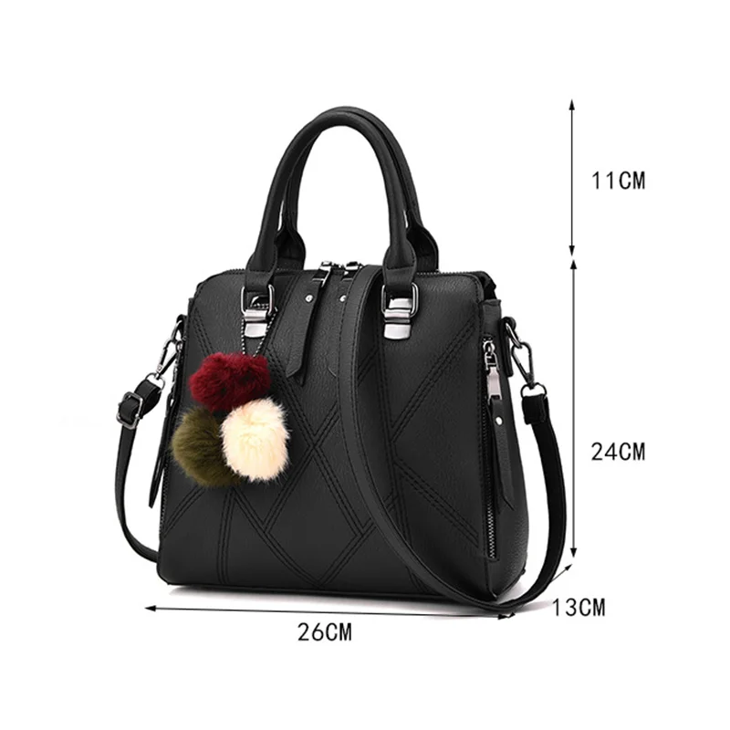 Женские сумки через плечо с помпоном недорогие кожаные на 2018|Сумки ручками| |