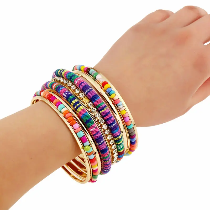 Женский браслет и в стиле бохо цветной золотого цвета с кисточками|bracelets & bangles|bangle