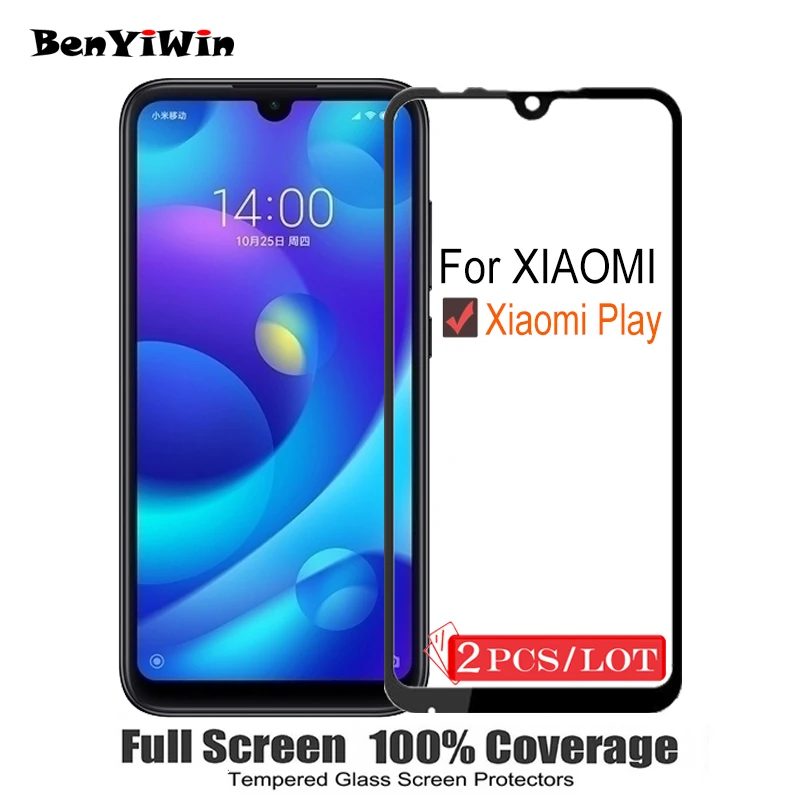 2 шт. 100% оригинальное закаленное стекло с полным покрытием для XiaoMi Play защита