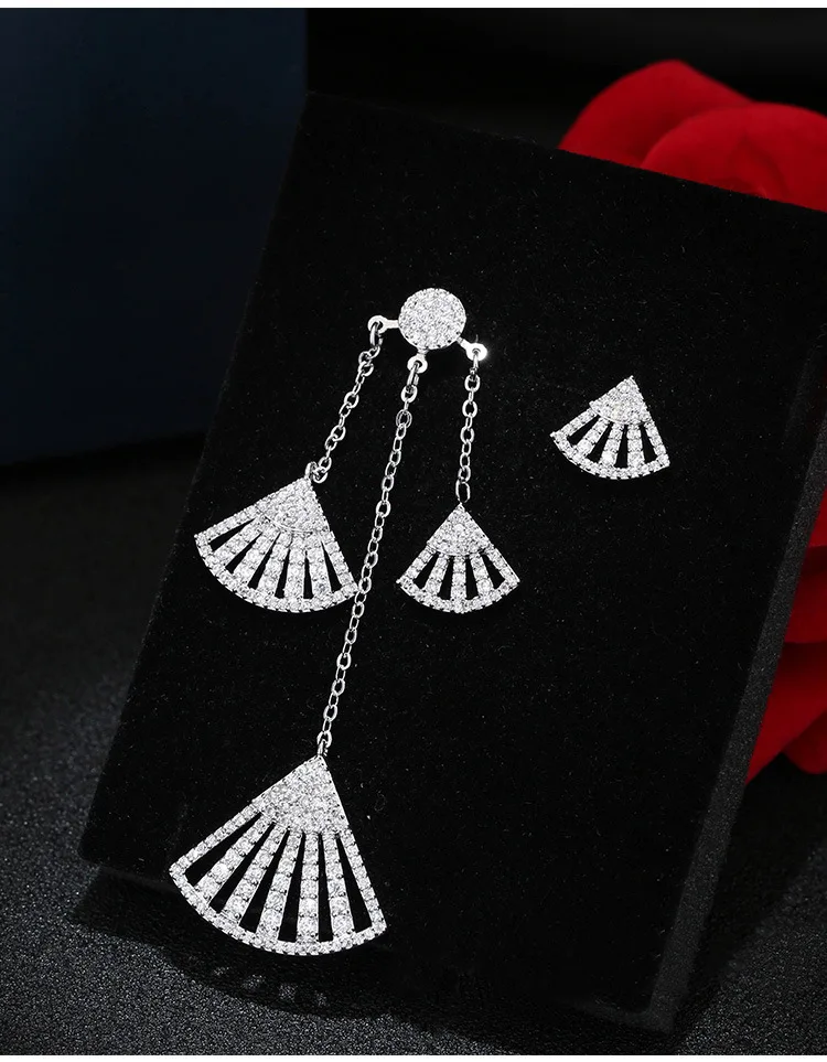 Европейские Длинные асимметричные серьги с кисточками Кристаллы из кристаллов