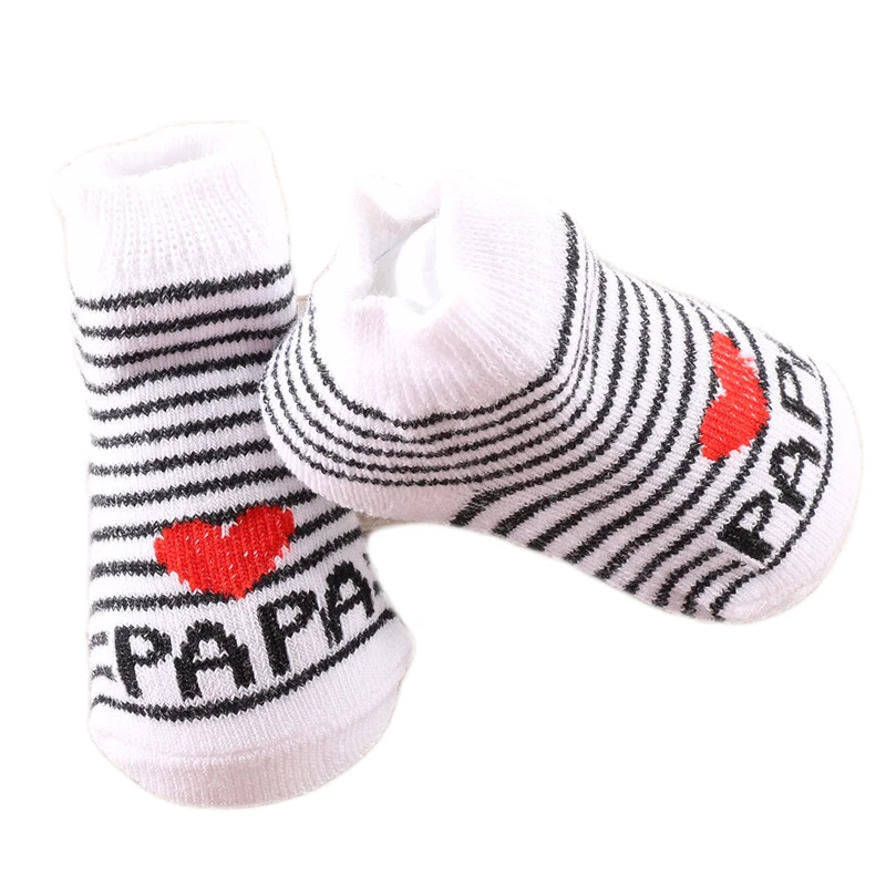 

Cute Hot New Lovely Soft Baby Socks Newborn Toddler Infant Kids Girls Boys Stripe Cotton Love Mama/Papa Socks Baby Like