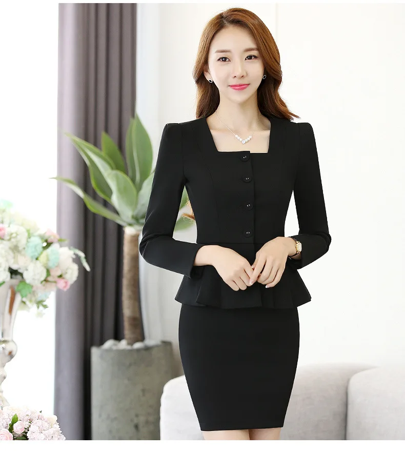Женский офисный юбочный костюм, костюм Tailleur для женщин, 2 предмета: форменный пиджак+ юбка, юбочный женский официальный деловой костюм для профессионалов, ow0415