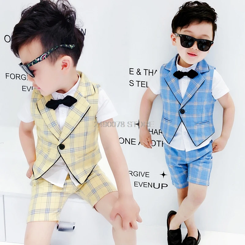 2019 Flower Boys Formal Ceremony Suit Vest +Shorts 2pcs Kids Wedding Clothing Set Children Piano Prom Dance Performance Costume | Детская