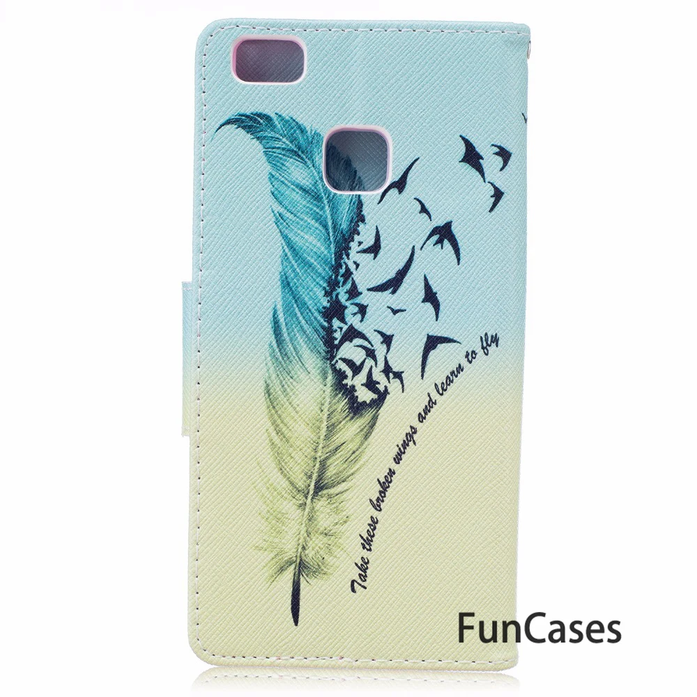 Кошелек чехол для fundas huawei P9 Lite coque случае 5 2 дюймов + держателей карт канала ascend venta