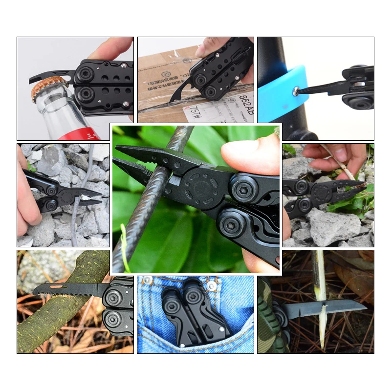 13 in 1 Stainless Steel Multifunctional Pliers With Nylon Sheath Multi Purpose Tool for Survival Camping Multitool Plier Knifes