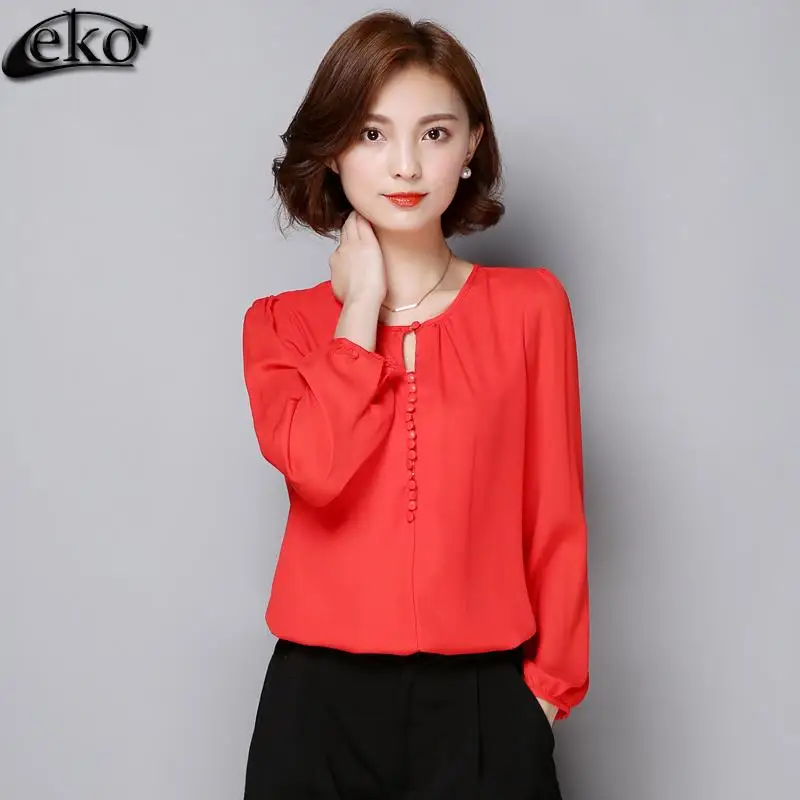 

Women's Shirts Blouses 2016 Autumn Winter Women Blouse Korean New Plus Size Casual Chiffon Blouses Elegant Lady Office Shirts