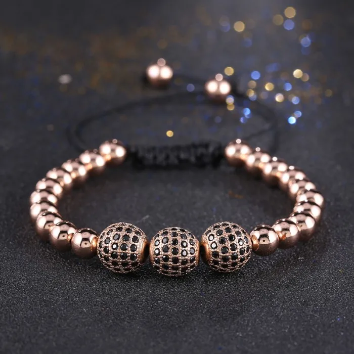 Горячая мода бусины 10 мм микро инкрустация CZ проложить бусы браслеты для мужчин