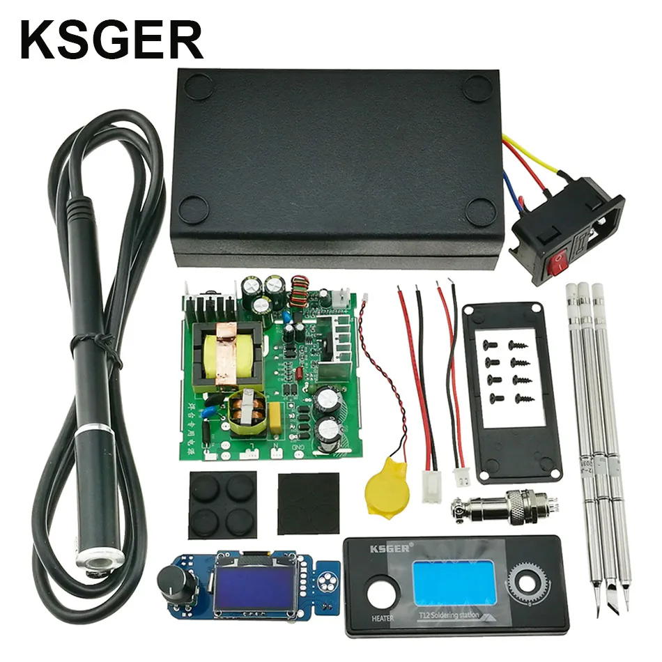 sets 4 KSGER T12 STM32 V2.1S DIY наборы паяльник станция OLED контроллер ABS чехол из нержавеющей стали T12 наконечники FX9501 ручка из алюминиевого сплава - Цвет: sets 4
