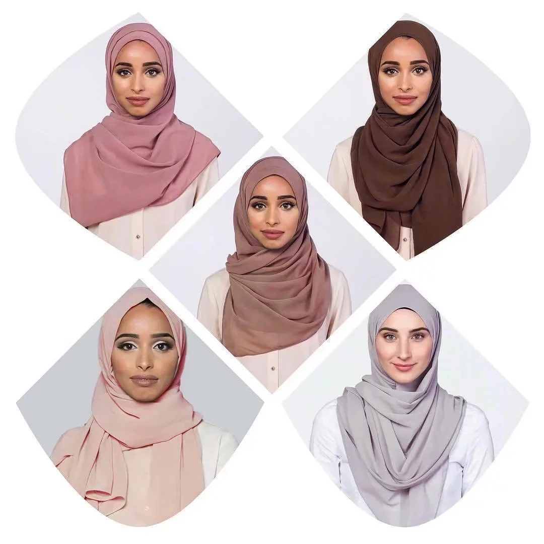 

Anself Women Scarf Chiffon Solid Color Oversized Long Wide Elegant Turban Muslim Hijab Headband Shawl