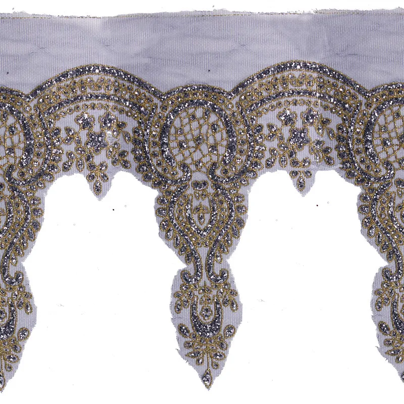 Кружевная лента с золотыми блестками кружевная вышивка аппликация аксессуары
