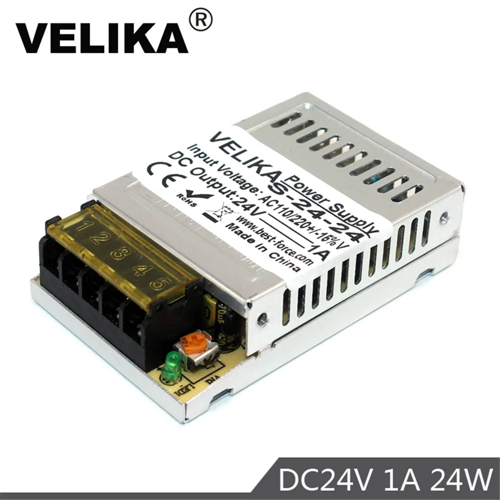 Мини переключатель питания DC24 1A 24 Вт Светодиодный драйвер AC DC источник для