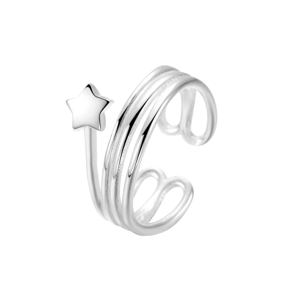 Kinitial Fashion Silver Multi layers Statement Rings For Women Engagement Finger Adjustable Star Shape Ring Jewelry | Украшения и