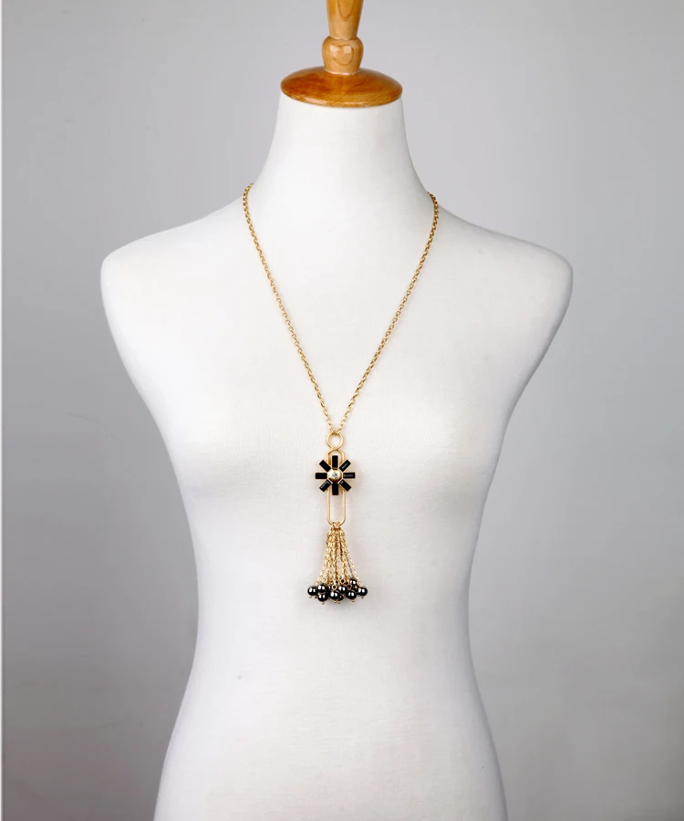 2017 Брендовое дизайнерское длинное ожерелье золотистого розового и цвета на