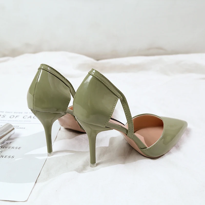 Новинка 2019 года сезон весна модные туфли на высоком каблуке цвет ЖЕЛТЫЙ телесный