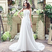 ilovewedding simple beach wedding dresses in stock court train a line beaded white ivory chiffon bridal gown cheap 20242