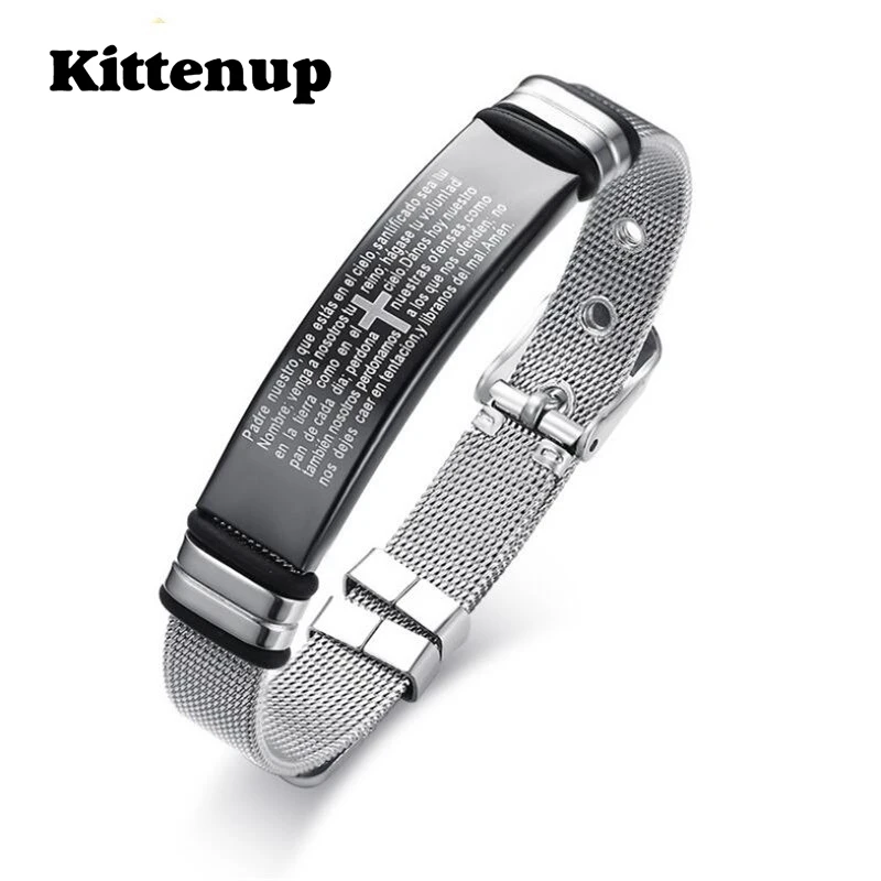 Kittenup 12 мм Мода классический выгравированы Библия Крест Браслет для Для женщин