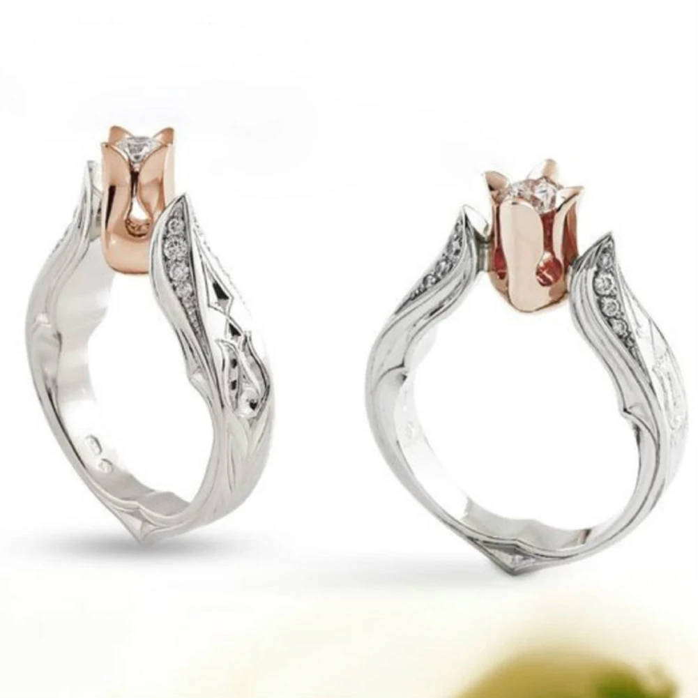 Модные женские изысканные обручальные кольца из розового золота с цветком