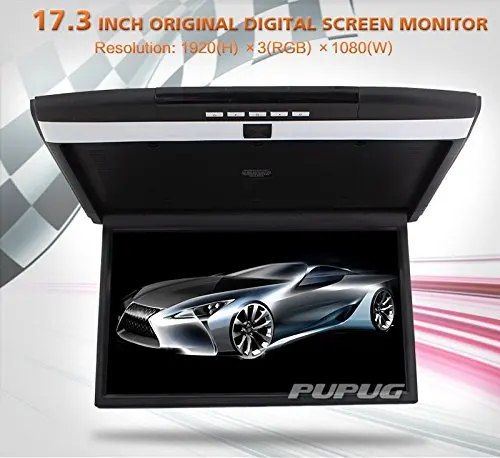 17 inch Digital TFT Monitor Car Roof Mount Display for cars Flip Down FM Modulator Overhead player USB SD 2 Video input | Автомобили и
