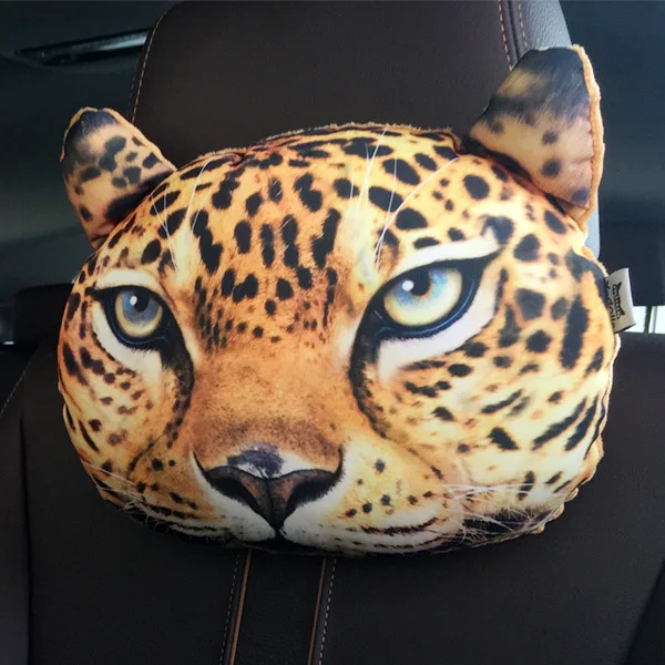 

Newest 2021 3D Printed Dog Cat face Car Headrest Neck Rest Auto Neck Safety Cushion/ Car Neck Support Headrest Without Filler