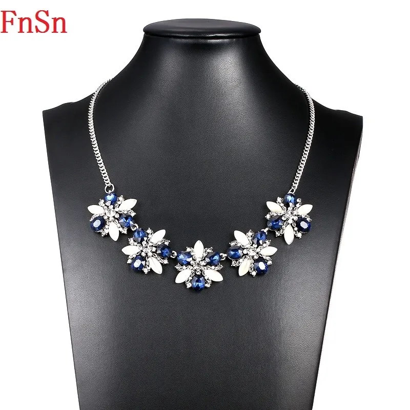 FnSn новинка 2017 Лидер продаж летнее ожерелье с хрустальными цветами трендовый