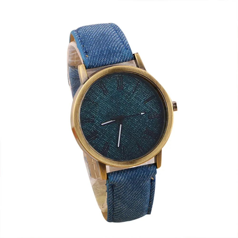 Blue Лидер продаж Horloges Vrouwen мужские и женские винтажные джинсовые круглые повседневные ковбойские Аналоговые кварцевые наручные часы Reloj Mujer Kadin Saat& A - Цвет: Blue
