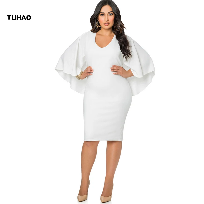 

Женское офисное платье TUHAO, облегающее платье с рукавом «летучая мышь», размера плюс 3XL, для осени, 2019