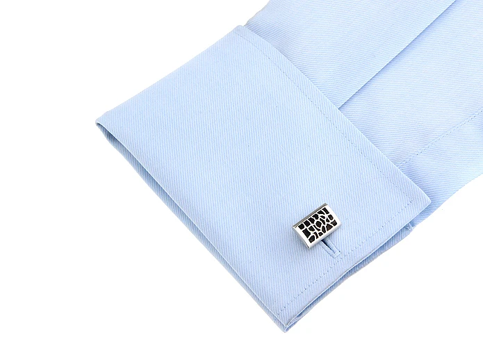 Бесплатная доставка мужские запонки серебряный цвет медь Черный Тисненый дизайн